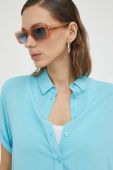 Сорочка Samsoe Samsoe жіноча regular класичний комір колір блакитний