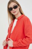 Сорочка з льону Superdry колір червоний relaxed класичний комір