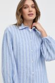 Сорочка з льону Weekend Max Mara regular класичний комір колір блакитний