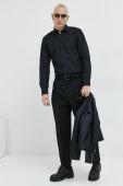 Бавовняна сорочка HUGO чоловіча колір чорний slim класичний комір (2905859)