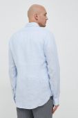 Сорочка з льону Michael Kors чоловіча slim класичний комір колір блакитний