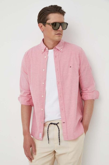 Сорочка Tommy Hilfiger чоловіча колір рожевий regular комір button-down