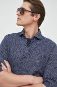 Сорочка BOSS чоловіча колір синій regular з італійським коміром