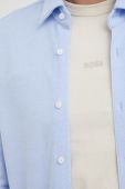 Бавовняна сорочка BOSS чоловіча regular класичний комір колір блакитний (2882729)