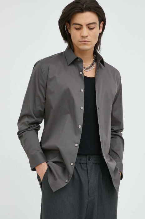 Сорочка Tiger Of Sweden чоловіча колір сірий slim класичний комір