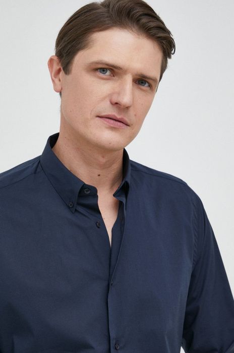 Сорочка Liu Jo чоловіча колір синій slim комір button-down