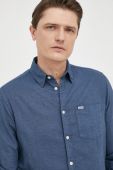 Сорочка з льону Pepe Jeans колір синій regular класичний комір