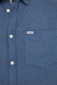 Сорочка з льону Pepe Jeans колір синій regular класичний комір