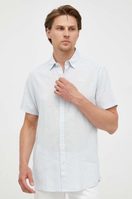 Сорочка з льону Pepe Jeans regular класичний комір колір блакитний (3257660)