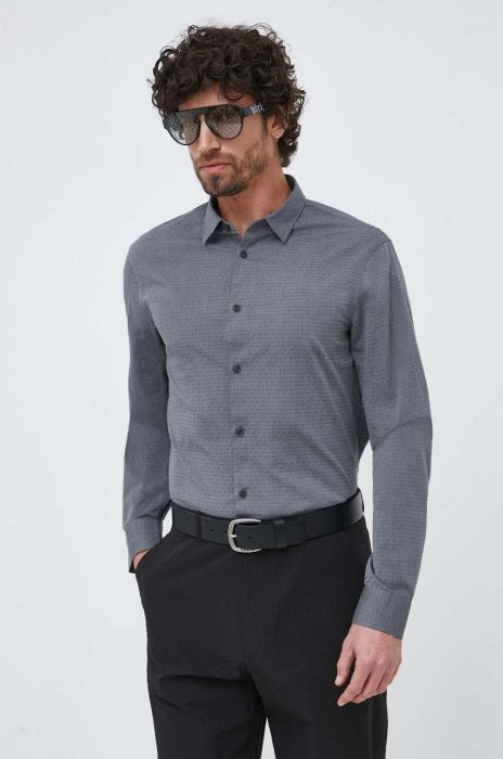 Бавовняна сорочка Armani Exchange чоловіча колір сірий regular класичний комір