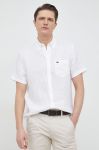 Сорочка з льону Lacoste колір білий regular комір button-down