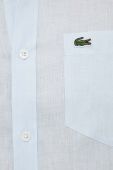 Сорочка з льону Lacoste regular комір button-down колір блакитний (3030825)