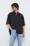 Сорочка Emporio Armani чоловіча колір чорний relaxed комір button-down
