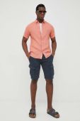 Сорочка з льону Tommy Hilfiger колір помаранчевий regular комір button-down