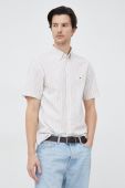 Сорочка з домішкою льону Tommy Hilfiger колір бежевий regular комір button-down
