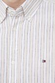 Сорочка з домішкою льону Tommy Hilfiger колір бежевий regular комір button-down