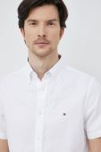 Сорочка з льоном Tommy Hilfiger колір білий regular комір button-down