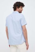 Сорочка з льоном Tommy Hilfiger regular комір button-down колір блакитний