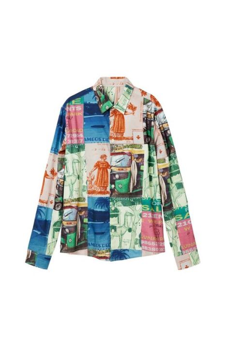 Бавовняна сорочка Desigual чоловіча regular класичний комір колір барвистий (3131708)