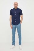 Сорочка з льону Polo Ralph Lauren колір синій slim комір button-down