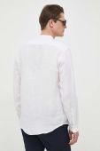 Сорочка з льону United Colors of Benetton колір білий regular зі стійкою