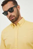 Бавовняна сорочка BOSS BOSS ORANGE чоловіча колір жовтий regular з італійським коміром