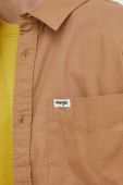 Бавовняна сорочка Wrangler чоловіча колір коричневий relaxed класичний комір