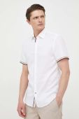 Сорочка з домішкою льону BOSS колір білий regular класичний комір