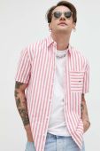 Сорочка з домішкою льону Tommy Jeans колір рожевий relaxed класичний комір