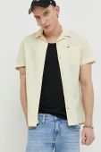 Сорочка з домішкою льону Tommy Jeans колір жовтий regular