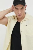 Сорочка з домішкою льону Tommy Jeans колір жовтий regular