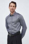 Сорочка BOSS чоловіча колір сірий regular класичний комір