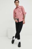 Сорочка HUGO чоловіча колір рожевий slim класичний комір (3098942)