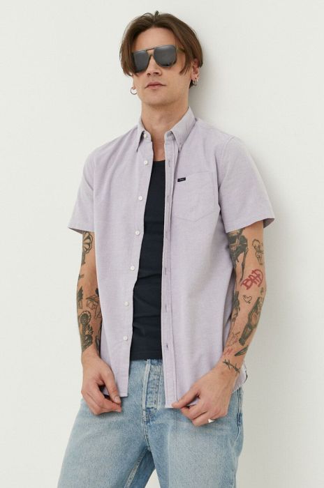 Бавовняна сорочка Superdry чоловіча колір фіолетовий regular класичний комір