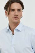 Бавовняна сорочка HUGO чоловіча regular класичний комір колір блакитний (3150723)