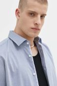 Бавовняна сорочка HUGO чоловіча regular класичний комір колір блакитний (3190915)