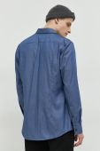 Сорочка HUGO чоловіча колір синій slim комір button-down