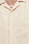 Сорочка з льону HUGO колір бежевий regular