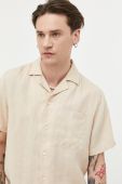 Сорочка з льону HUGO колір бежевий regular