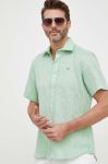 Сорочка з льону North Sails колір зелений regular класичний комір