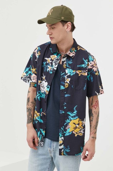 Бавовняна сорочка Vans чоловіча колір синій regular класичний комір