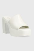 Шкіряні шльопанці Aldo Maysee жіночі колір білий каблук блок 13542925.MAYSEE