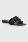 Шкіряні шльопанці Lauren Ralph Lauren 802891388005 жіночі колір синій 802891388005