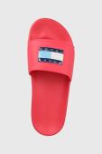 Шльопанці Tommy Jeans FLAG PRINT POOL SLD жіночі колір рожевий EN0EN02108