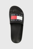 Шльопанці Tommy Jeans FLAG POOL SLD ESS жіночі колір чорний EN0EN02115