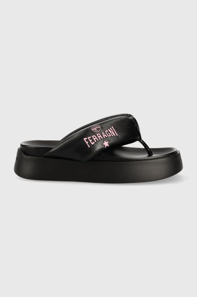 В'єтнамки Chiara Ferragni CF3149 жіночі колір чорний на платформі CF PLATFORM FLIP FLOP