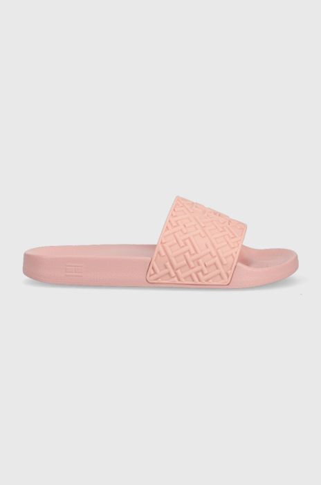Шльопанці Tommy Hilfiger TH MONOGRAM POOL SLIDE жіночі колір рожевий FW0FW06987