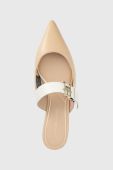 Шкіряні шльопанці Tommy Hilfiger TH POINTY FEMININE MULE жіночі колір бежевий FW0FW06997