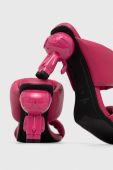 Шкіряні шльопанці Karl Lagerfeld IKON HEEL жіночі колір рожевий каблук блок KL39005