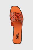 Шкіряні шльопанці Karl Lagerfeld Skoot II жіночі колір помаранчевий KL80404